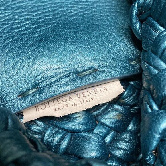 Auth BOTTEGA VENETA Intrecciato - Blue Green Silver Leather Chemical Fiber - Picture 7 of 16